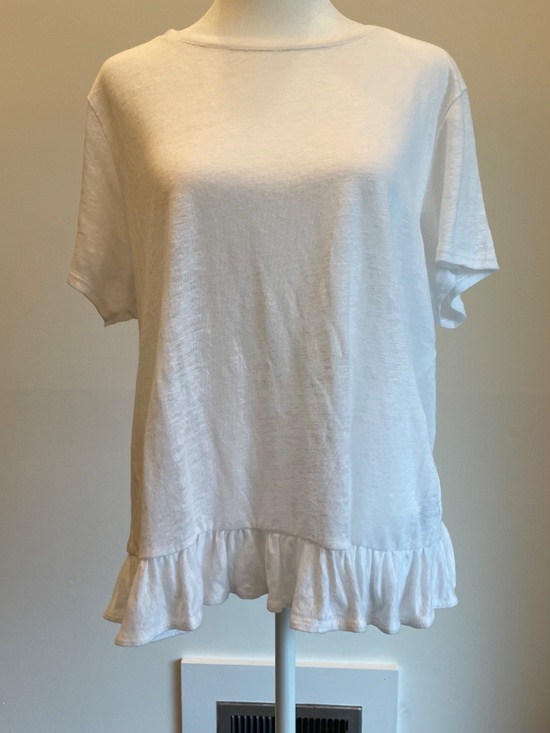 J. Crew Tops - J.Crew 100% linen ruffle back peplum top in white, size large